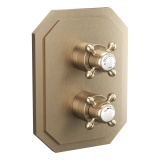 Cutout image of Crosswater Belgravia Brushed Brass Dual Outlet Thermostatic Shower Valve